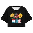 thumbnail image 4 of TSADFHJI T-Shirts pour Femmes Tendance 2024 Crop Tops Décontractés Mode Imprimé Col Rond Manches Courtes Chandail T-Shirt S Noir, 4 of 4