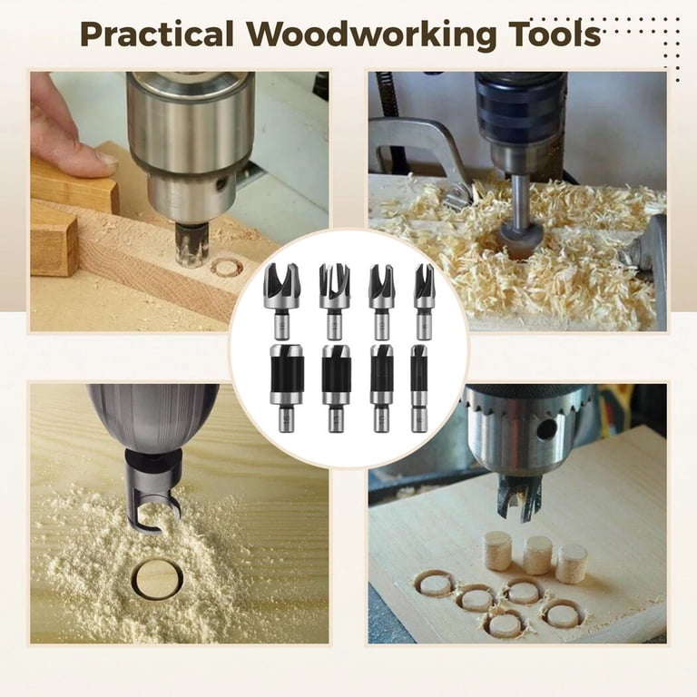Wood Plug Cutter Drill Bit Set Straight Tapered Cutting Tool CorkKnife Wood Plug Cutter Drill Bit Set Straight Tapered Cutting Tool CorkKnife