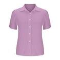 thumbnail image 3 of Besolor Women's Button down Shirts Collared Ruffle Short Sleeve Summer Tops Solid Color Casual Blouses, 3 of 6