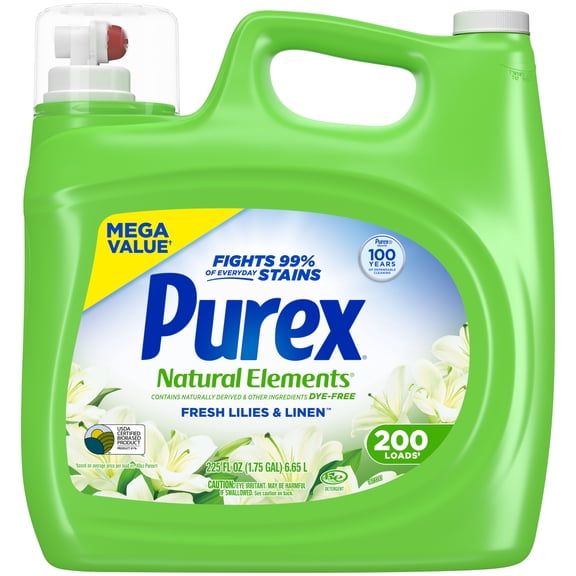 Purex Natural Elements Liquid Detergent, Fresh Lilies & Linen, 225 fl oz, 200 loads