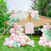 FROUFING Pastel Pink PriNst and Green Balloon Garland Arch Kit 143 Pcs Light Pink Sand White mint Sage Green Balloons for Girl Baby Shower spring Fairy Girls 1st Birthday Party Decorations