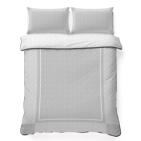 Quilt Sets Queen Size Grey Modern Blocks Comforter Set Soft Bedspread Coverlet 3 Pieces Squares Checkered Border Quilted Bedding Set with 2 Pillowcases Thin Comforter Bed Cover 90x96 Inch
