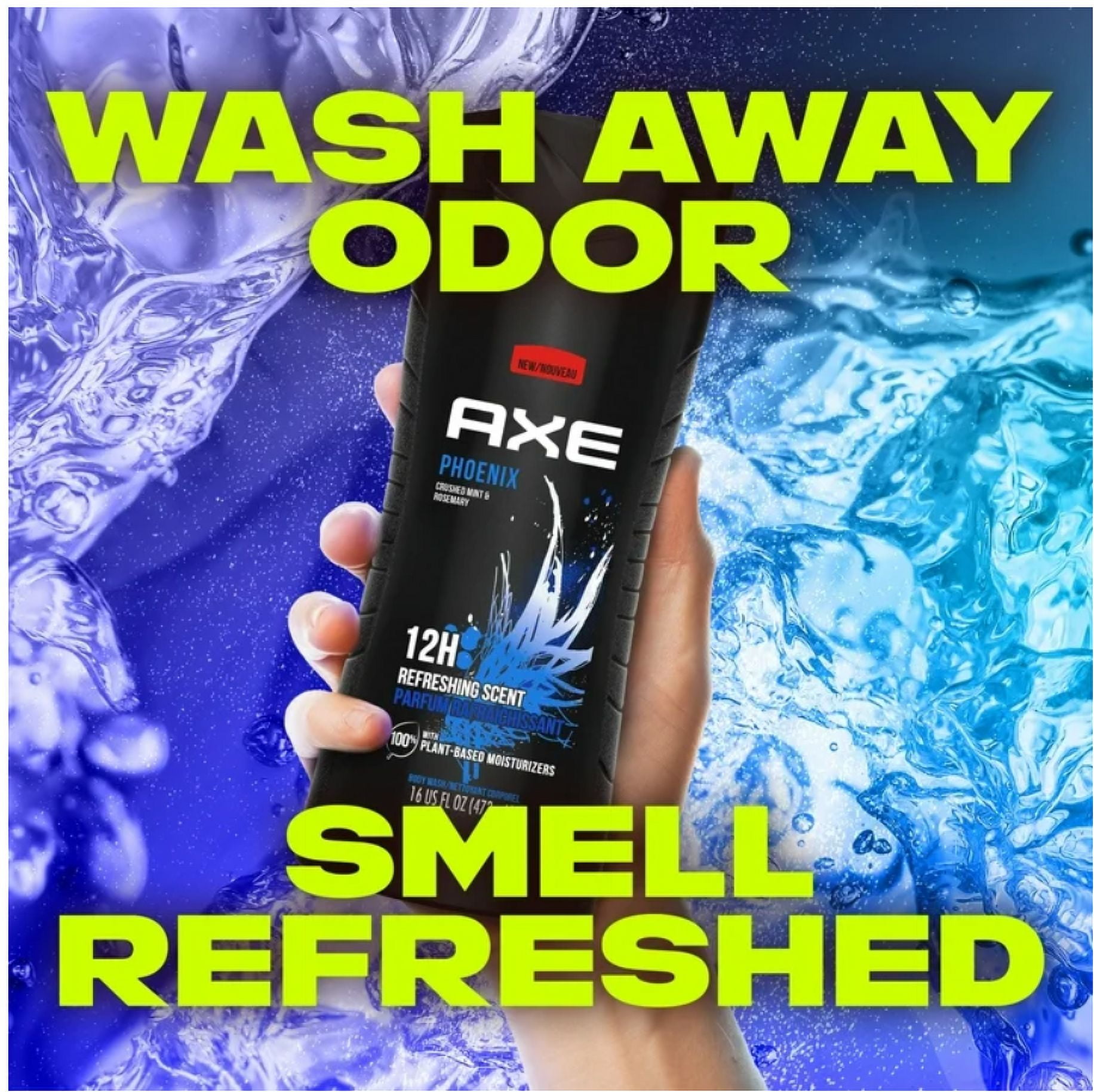 Axe Phoenix Refreshing Long Lasting Men's Body Wash Crushed Mint and Rosemary, 16 fl oz (2 Pack)