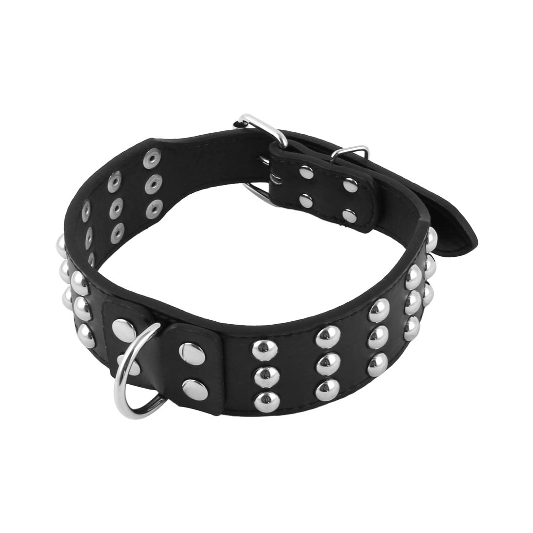 Pet Dog Training PU Leather 3 Row Studded Pitbull Boxer Neck Collar