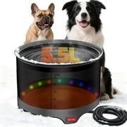 5.5L Heated Water Bowl, 1.45Gal Large Heated Dog Bowls for Outside, Outdoor Winter Waterproof Heat Pet Water Bowl with Chew Resistant Power Cord & LED Neon for Dog/Cat/Chicken/Duck/Rabbit