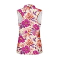 thumbnail image 5 of Yuyamidu Pink Flowers Sleeveless Shirts V Neck Active Tennis Yoga Shirt 3 Buttons Athletic Shirts Collared Shirts for Women Size XS, 5 of 7