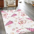 thumbnail image 2 of 3'x5' Area Rugs, Pink Santa Christmas Indoor Outdoor Area Rug for Living Room Bedroom, Xmas Tree Winter Snowflake Washable Bathroom Rugs Kitchen Floor Carpet Mats Home Decor Aesthetic, 2 of 8