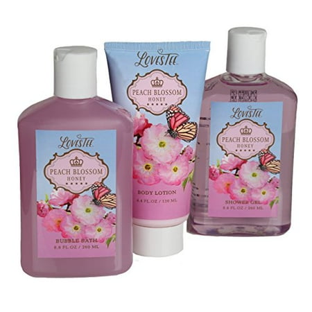 gift spa body bath lotion sensual aromatherapy peach gel bubble butter includes basket shower blossom relaxing teens works natural canada