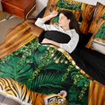 thumbnail image 5 of Manfei Western Tiger Twin Bedding, Tribal Wildlife Bedding Comforter Set, Tan Dark Green, Black Reversible, 7pcs, 5 of 6