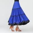 thumbnail image 6 of Spanish Festival Dance Skirts for Women Color Block Layered Flared Maxi Performance Skirt Blue XL, 6 of 6