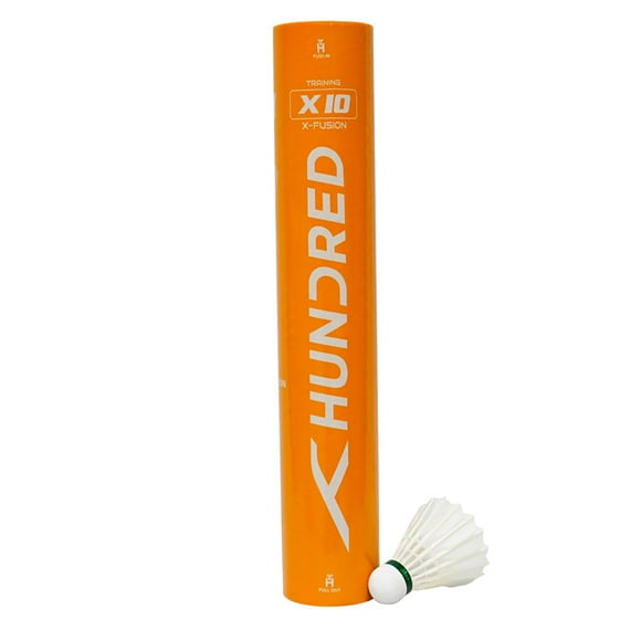 Hundred X10 X - Fusion Badminton Shuttlecock Speed 77 | White , Pack Of 12
