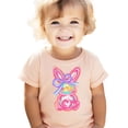 thumbnail image 2 of Colorful Painted Easter Bunny & Bow Shirt for Girls Spring Coquette Tee for Kids Peach Shirt Youth Large, 2 of 5