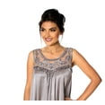 thumbnail image 5 of Women's Silky Feeling Sleeveless Sexy Nightgown with Sequins and Ribbon Roses, Charcoal 4XL, 5 of 5
