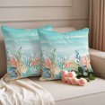 thumbnail image 6 of Outdoor Pillow Covers 16x16 Set of 2, Coastal Beach Waterproof Patio Throw Pillow Covers for Couch Sofa Chair, Ocean Wave Summer Sea Starfish Coral Teal Beige Decorative Pillowcases for Throw Pillows, 6 of 9