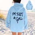 thumbnail image 2 of XIAOCHA Men's I'M Just A Girl Graphic Print Hoodie Long Sleeve Hooded Pullover Knit Top Soft Playful Casual Hoodies, 2 of 8