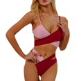 thumbnail image 3 of Diconna Women's Split Two-tone Cross Adjustable Bikini, 3 of 5