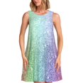 thumbnail image 1 of Fotbe Beautiful Glitter Vestido de Verano sin Mangas para Mujer – Vestido Midi Línea A, Estilo Camiseta Floral, Vestido Playero Casual y Fluido, 1 of 7