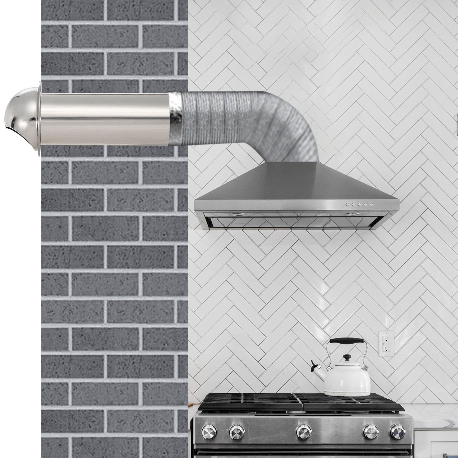 Uxcell 3" Round Soffit Air Vents, 12" Length 304 Stainless Steel Louver Grille Vent Cover for Kitchen Bathroom Ventilation, Silver