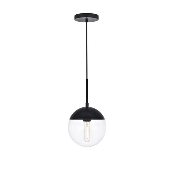 Living District Eclipse 1-Light Metal & Glass Pendant in Black/Clear