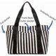 thumbnail image 3 of Striped Tote Handbag Classic Black White Print Street Daily Bag with 7 Pockets Gifts for Women, 3 of 4