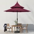 thumbnail image 2 of Abble 9ft Patio Umbrella with Crank 3-Tier Pagoda Outdoor Market Umbrella with 8 Ribs for Garden Deck Backyard Pool, Burgundy, 2 of 6