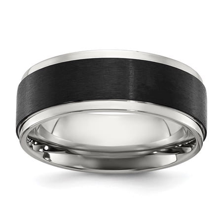 Auriga Fine Jewelry Stainless Steel Polished with Black IP-plated Brushed Center 8mm Men s Band