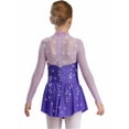 thumbnail image 4 of Doomiva Kids Girls Shiny Rhinestone Figure Skating Dress Long Sleeve Ballet Lyrical Dance Dress for Performance Purple 12, 4 of 7