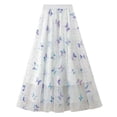 thumbnail image 4 of Arlun Womens Floral Midi Skirts High Waisted A Line Cute Layered Mesh Pleated Skirt Lightweight Swing Flowy Knee Length Casual Skirts White One Size, 4 of 4
