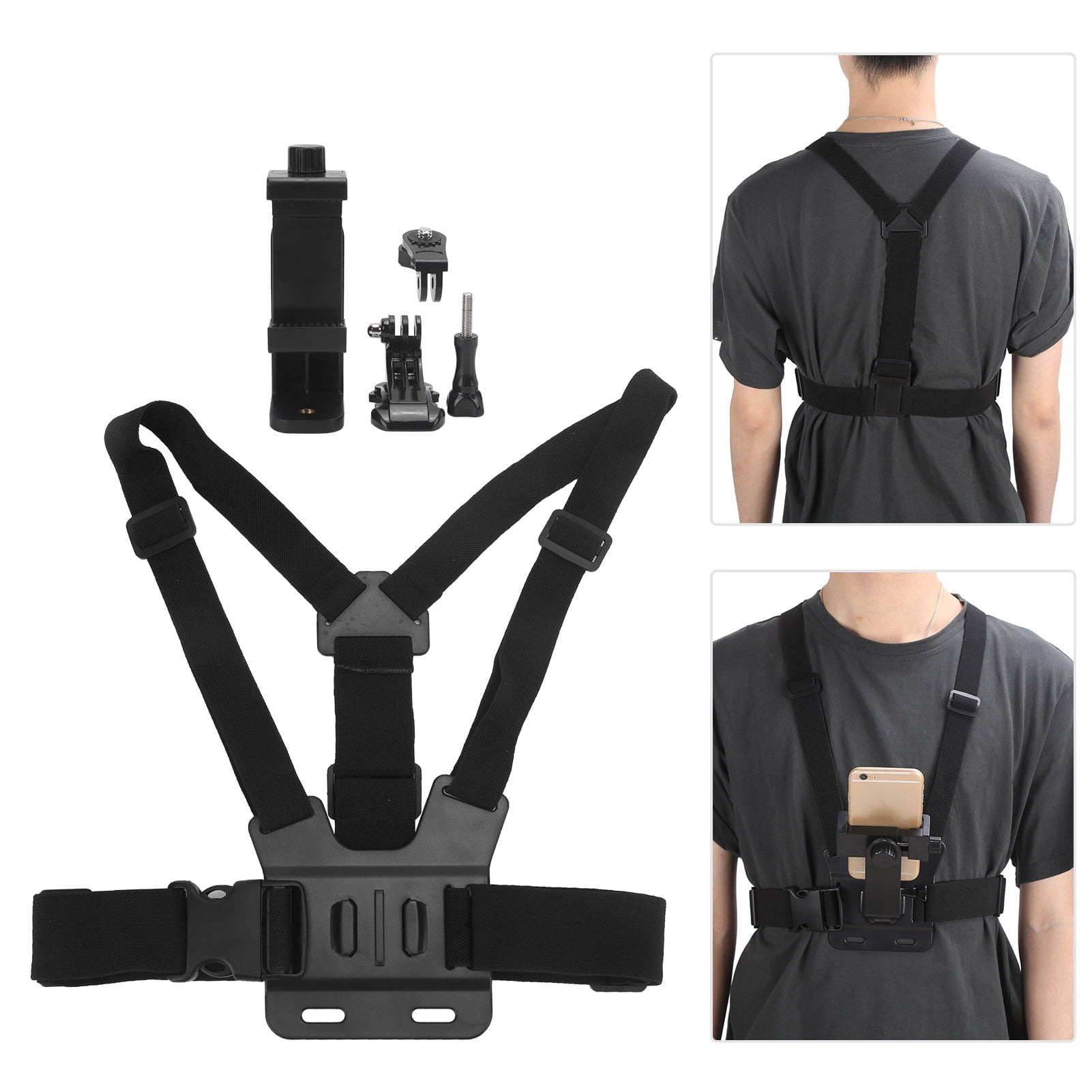 Mobile Phone Chest Mount, Adjustable Nylon Straps Chest Phone Holder for Action Camera and Mobile Phone