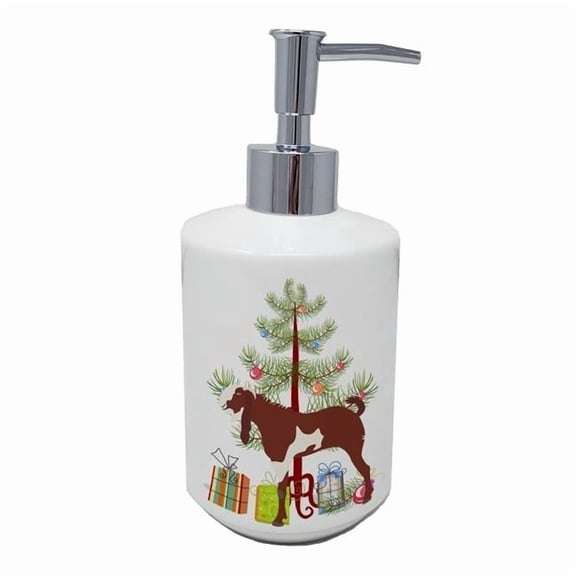 7 x 3.5 in. Unisex Jamnapari Goat Christmas Ceramic Soap Dispenser, Teal