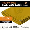 thumbnail image 6 of Xpose Safety Canvas Tarp - Tan 12' x 14' Duck Canvas Heavy Duty 12 oz Waterproof with Brass Grommets, Multipurpose Outdoor Waxed Tarpaulin for Camping, Canopy Tent, Trailer, Machinery, Equipment Cover, 6 of 6