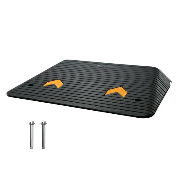 VEVOR Upgraded Rubber Threshold Ramp, 4" Rise Door Ramp with 1 Channel, Natural Rubber Car Ramp with Non-Slip Textured Surface, 33069 lbs Load Capacity Curb Ramp for Wheelchair and Scooter