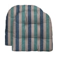 thumbnail image 1 of RSH Décor Indoor Outdoor Blue Prints Set of 2 U-Shape Wicker Tufted Seat Cushions Patio Weather Resistant, Tilford Caribe Blue Beige Texture Stripe, 1 of 5