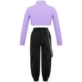 thumbnail image 2 of YIZYIF Girls Solid Color Long Sleeve Cropped T-Shirt with Sweatpants Dance Suit Outfit Hip Hop Dance Costume, 2 of 7