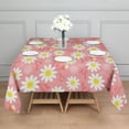 thumbnail image 3 of Pink Daisy Flower Yellow Centers Pattern Square Tablecloth,Waterproof Square Table Cover,Wipeable Spillproof Washable Table Cover for Home Kitchen Party Decor 52"x52"(132x132cm), 3 of 6