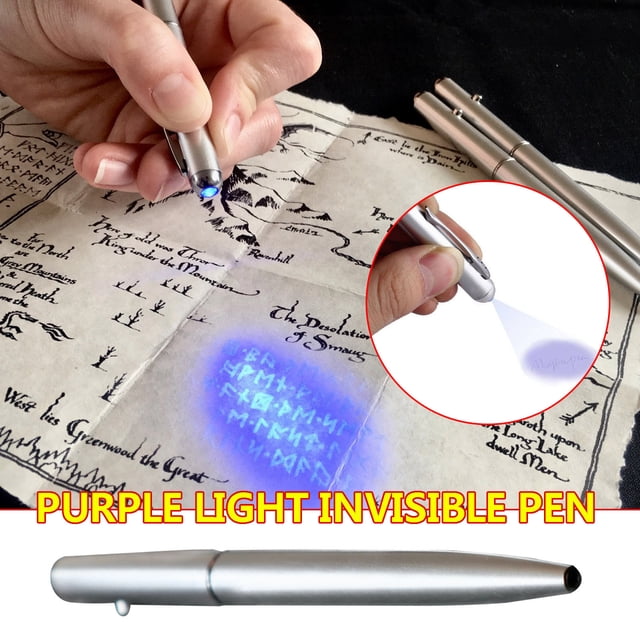 Fiudx Lámpara de Bolígrafo Invisible, Función de Luz Incorporada, Perfecta para Mensajes Ocultos, Proyectos Creativos de Bricolaje, Escritura y Dibujo En Mapas, Incluye 1 Bolígrafo y 3 Pilas Lr41, Co
