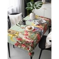 thumbnail image 2 of Spring Easter Bunny Rectangle Tablecloth, Green Wooden Red Floral Easter Eggs Waterproof & StainResistant Tablecloth, Washable Oil-proof Table Cover for Dining/Party/Wedding/Camping/Buffet 54x108 In, 2 of 9