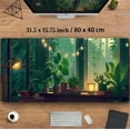 thumbnail image 3 of Cute Green Lofi Desk Mat Plants Mouse Pad Anime Forest Aesthetic Nature Desk Pad, XXL Large Gaming Extended Mousepad for PC Laptop Keyboard Mouse Mat Women Office Decor Girl Playmat 31.5x15.75 in, 3 of 6