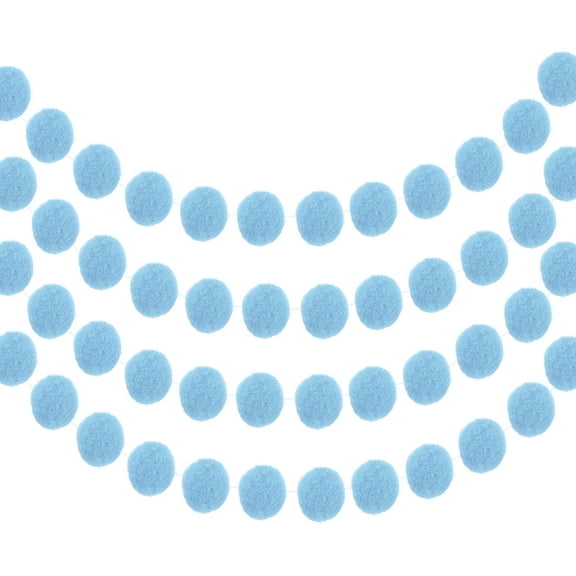 4Pcs Felt Ball Garland Light Blue Garland Handing Balls 6.6Feet Long 30 Balls Party Banner Decor