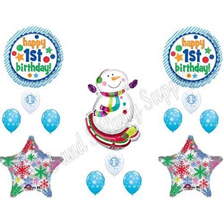 Winter One Derland Snowman 1st Birthday Party Balloons Decoration