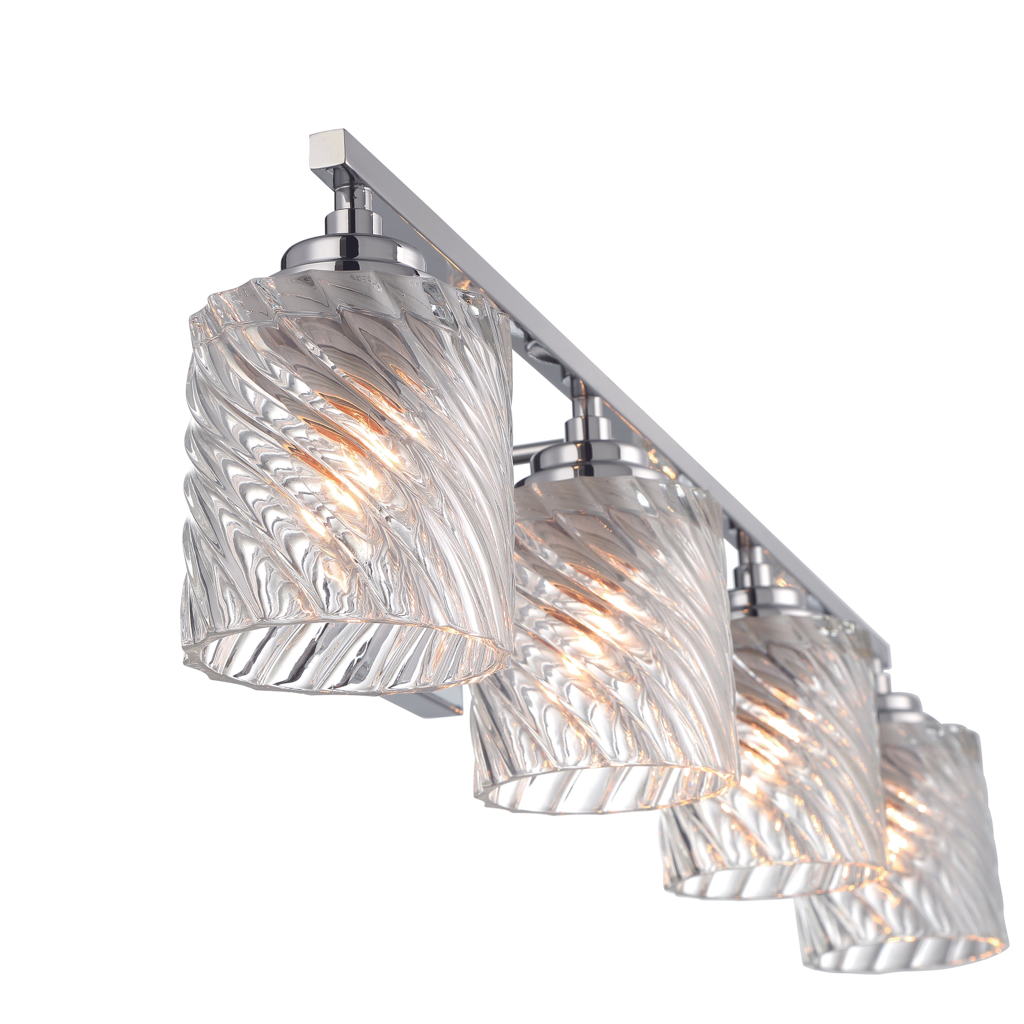 Vanity Art Elegant Cut Crystal Glass 4 Lights Dimmable Polished Chrome Vanity Light for Mirror Hallway Living Room | Modern Wall Lighting with Clear Glass Shade Bathroom Light Fixtures W3004CH-S01