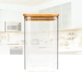 thumbnail image 4 of Square Glass Jar Grain Canister Sealed Food Storage Container for Loose Tea Coffee Bean (950ml), 4 of 8