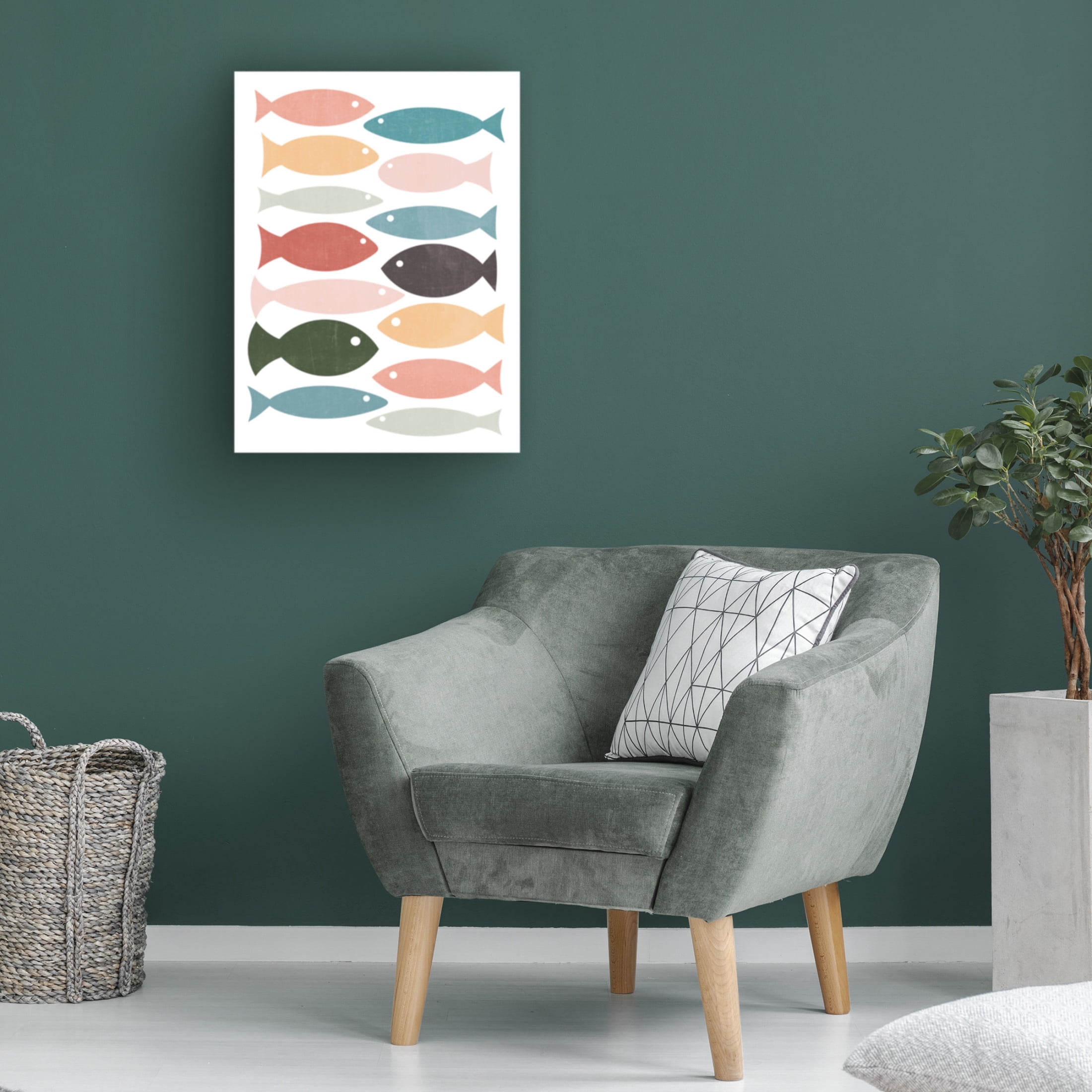 Canvas Wall Art - Tom Quartermaine 'Colorful Abstract Rows of Fish' Wall Art for Living Room, Bedroom, or Office Décor by Trademark Fine Art - 18 x 24 Inches