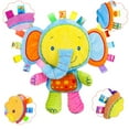 thumbnail image 6 of Baby Comfort Plush Toy, 0-2 Years Old Cartoon Animal Tag Soft Sensory Rattle Toy, Built-In Squeak Interactive Soothing Birthday Gift For Newborns Toddlers, 6 of 7