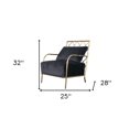 thumbnail image 3 of HomeRoots 25" Black Velvet And Gold Solid Color Arm Chair, 3 of 7