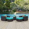 thumbnail image 2 of Lounge Armchair Table Set, Blue, Rattan, Wicker, Outdoor Patio Balcony Cafe Bistro Garden Hospitality Restaurant, Modern Contemporary HB32993, 2 of 6