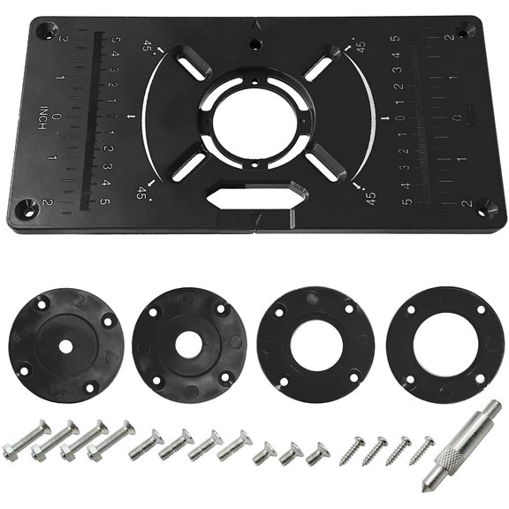 Router Table Insert Plate Table Aluminium Insert Plate Router Trimmer Woodworking Wood Router Table Insert Plate Tool Routers Bench Trimming (Black)