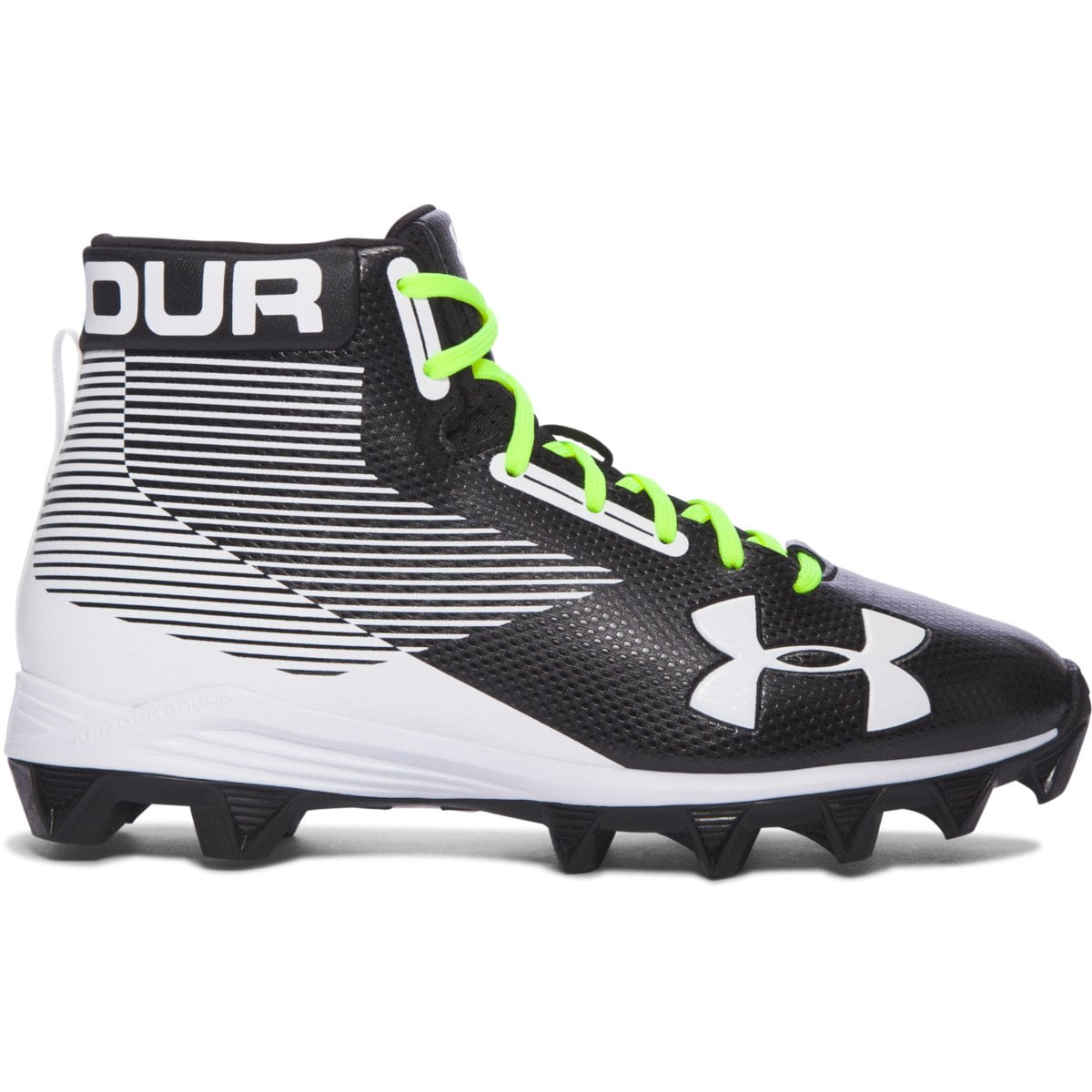 White Size 6Y New Youth Under Armour Hammer Mid RM Football Cleats Black 