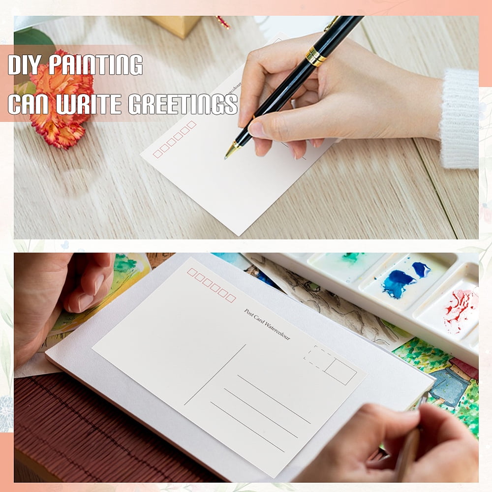 50Pcs Rectangle Blank Watercolor Paper Post Card White 150x100x0.3mm