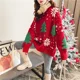 thumbnail image 3 of Suéter navideño con bloques de color grueso para mujer, sudadera con capucha de copo de nieve, cuello redondo, estilo holgado, otoño/invierno 2024, 3 of 5